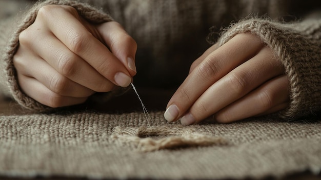 Detaliu cusătură manuală